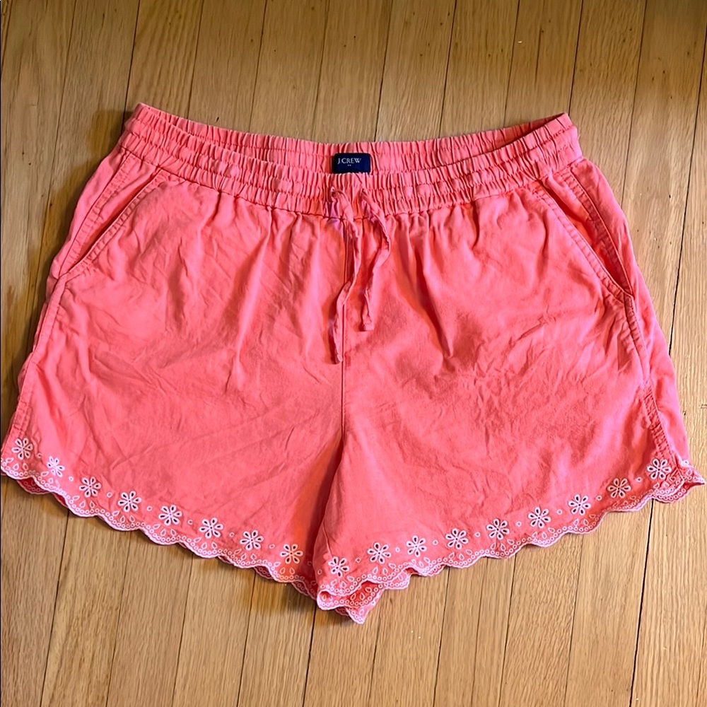 Linen-Blend Drawstring Shorts with Eyelet Detail